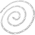 thumbnail image 1 of 14K White Gold 4mm Solid Figaro Chain, FREE Microfiber Cloth, Link Mens Womens Necklace, Giorgio Bergamo, 1 of 6