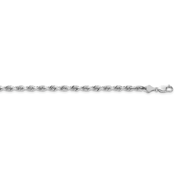 14K White Gold 5.0mm Diamond Cut Quadruple Rope Chain Necklace Size 24