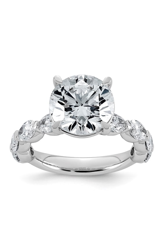 14K White Gold 5 1/2ct Certified Rd Ctr Lab Grown Diamond VS+ F+ w/ Oval Sides Comp. Eng.
