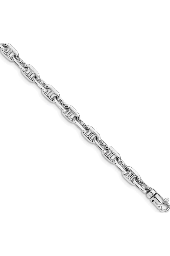 14K White Gold 5.1mm Hand-Polished Fancy Link Bracelet (8.5 X 5.1) Made In Peru wlk441-8.5