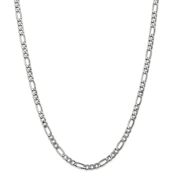 14K White Gold 5.35mm Semi-Solid Figaro Chain 20 Inch