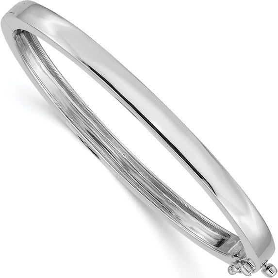 14K White Gold 5.3mm Polished Solid Hinged Bangle Bracelet (7.5 X 5.3) Made In India xb259