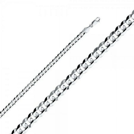14K White Gold 5.9mm Cuban Concave Chain : 20"