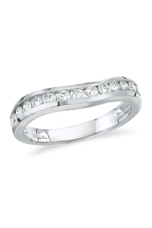 14K White Gold .50 ct Diamond Wave Band Ring