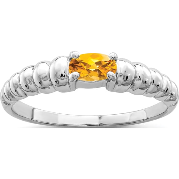 14K White Gold 5X3mm Oval Citrine Ring (Size 6) Made In United States x9711ci