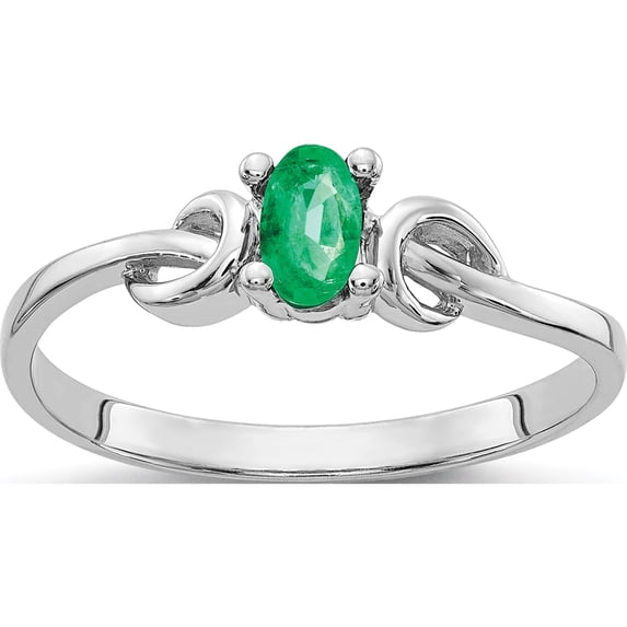 14K White Gold 5X3mm Oval Emerald Ring (Size 6) Made In United States y4651e