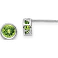 thumbnail image 1 of 14K White Gold 5mm Bezel Peridot Stud Earrings (5 X 5) Made In India xbe260, 1 of 5