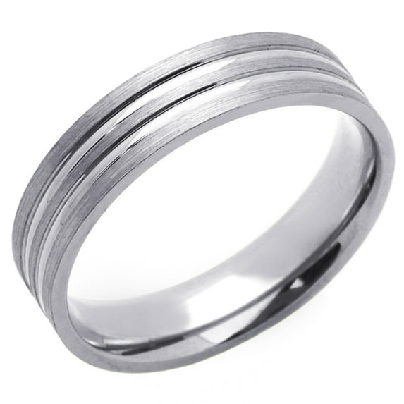 14K White Gold 5mm Brushed and High Polished Wedding Band (Size 5 to 12), 10.5