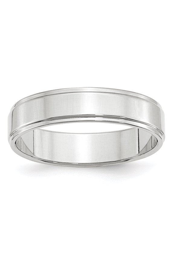 14K White Gold 5mm Flat with Step Edge Band Ring Size 10