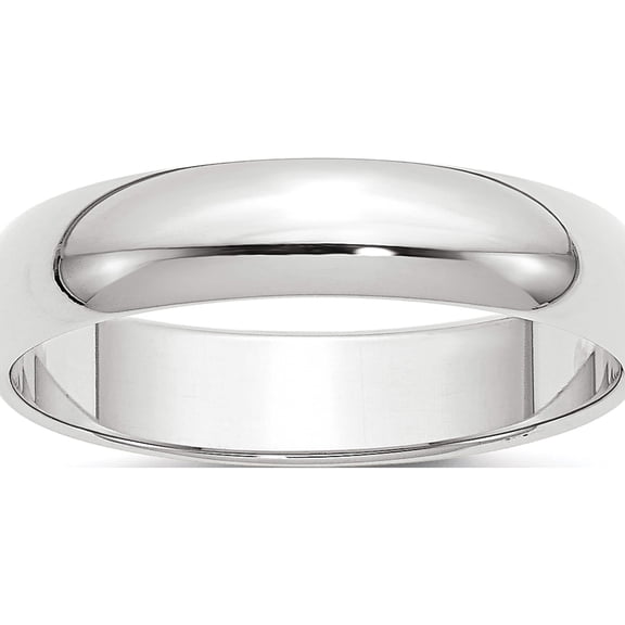 14K White Gold 5mm Half-Round Band (Size 8.5) Made In United States whr050-8.5