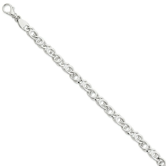 14K White Gold 6.85mm Polished Fancy Link Bracelet