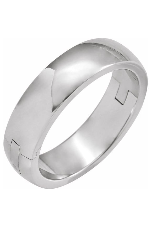 14K White Gold 6 Mm 2.25 Mm Polished Cliq Hinged Adjustable Standard-Fit Band, Size 7