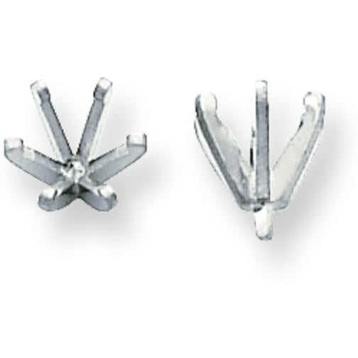 14K White Gold 6 Prong Round Peg Low Setting (2.40 To 8.20Mm)