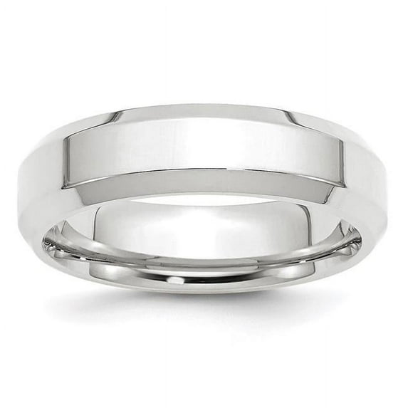14K White Gold 6 mm Bevel Edge Comfort Fit Band, Size 5