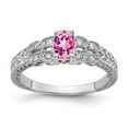 thumbnail image 1 of 14K White Gold 6X4mm Oval Pink Sapphire AA Diamond Ring Size 7, 1 of 3