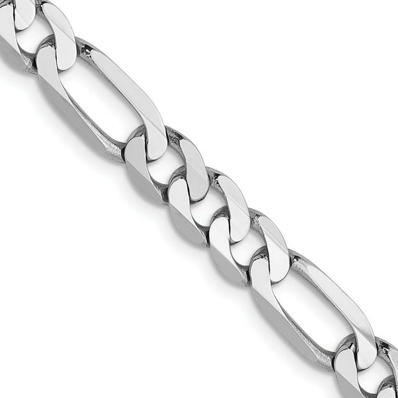14K White Gold 6mm Flat Figaro Chain