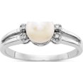 thumbnail image 1 of 14K White Gold 6mm Fw Cultured Pearl Aa Diamond Ring (Size 6) Made In United States y1842pl/aa, 1 of 5