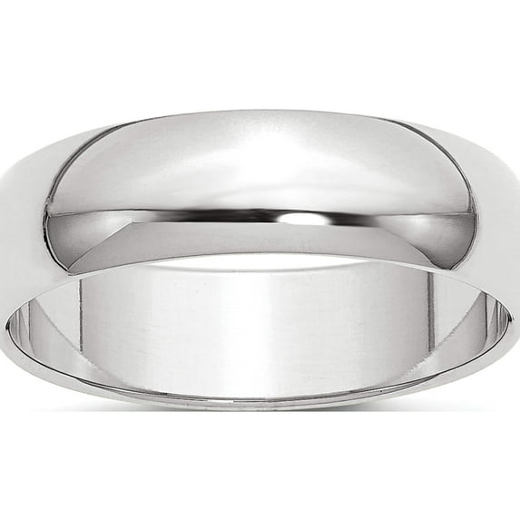 14K White Gold 6mm Half-Round Band (Size 11) Made In United States whr060-11