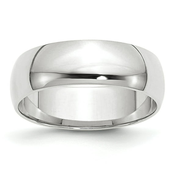 14K White Gold 6mm Light Weight Half Round Band Ring Size 10