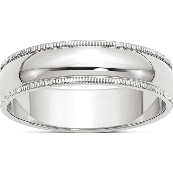14K White Gold 6mm Milgrain Band (Size 7) Made In United States wm060-7