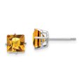 thumbnail image 1 of 14K White Gold 6mm Princess Cut Citrine Stud Earrings, 1 of 5