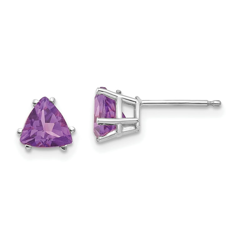 14k White Gold 6mm Trillion Amethyst Earrings 14k White Gold 6mm Trillion Amethyst Earrings