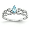 thumbnail image 1 of 14K White Gold 6x3mm Marquise Blue Topaz AA Diamond Ring Size 6, 1 of 7