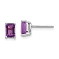thumbnail image 1 of 14K White Gold 6x4mm Emerald Cut Amethyst Stud Earrings, 1 of 7