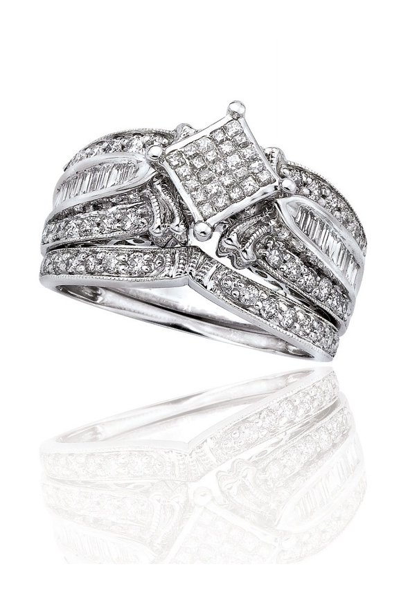 14K White Gold 7/8 ct. Multi Diamond Bridal Engagement Set (G-H Color, SI2-I1 Clarity)