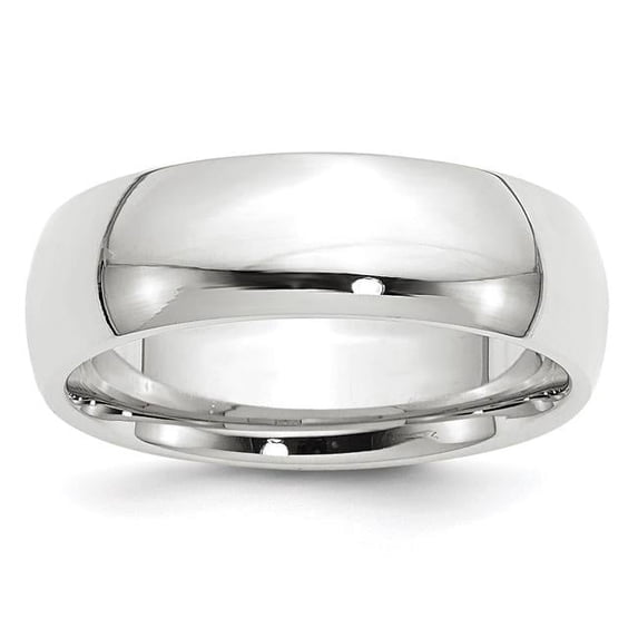 14K White Gold 7 mm Standard Comfort Fit Wedding Band, Size 5