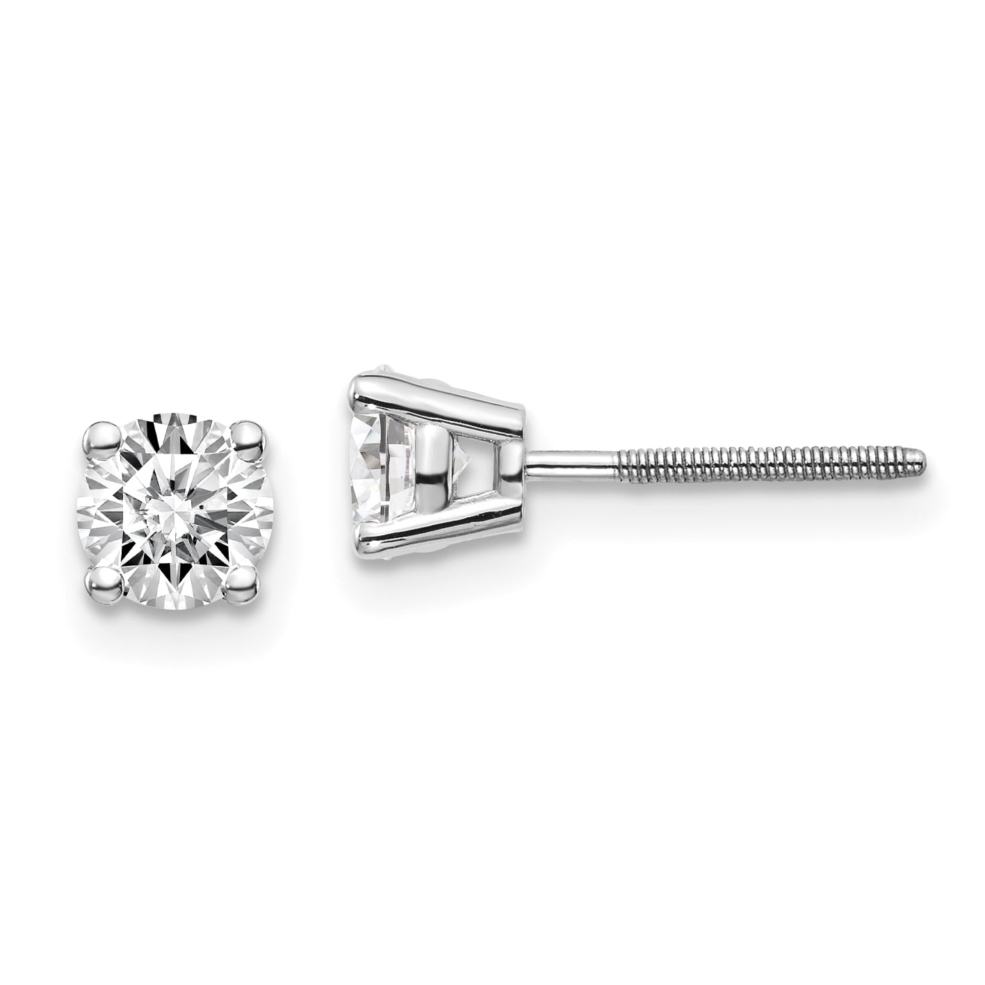 14K White Gold .75ct SI3 G-I Diamond Stud Thread On and Off Post Earrings