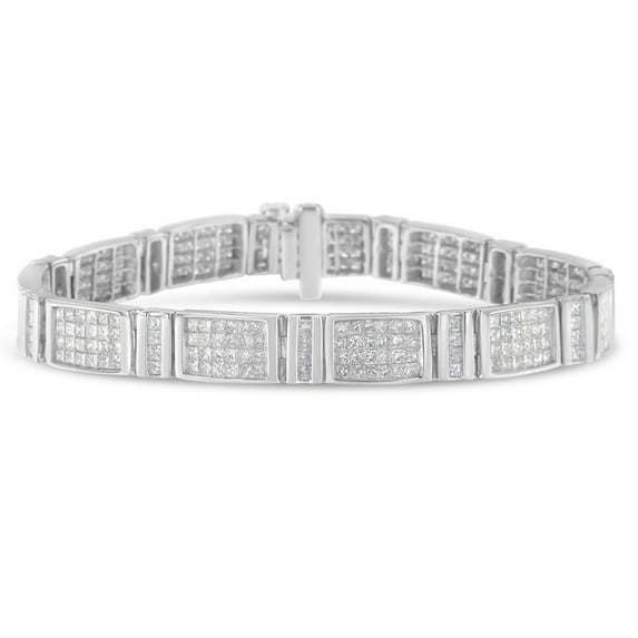 14K White Gold 7ct TDW Geometric Pattern Diamond Bracelet (H-I,I1)