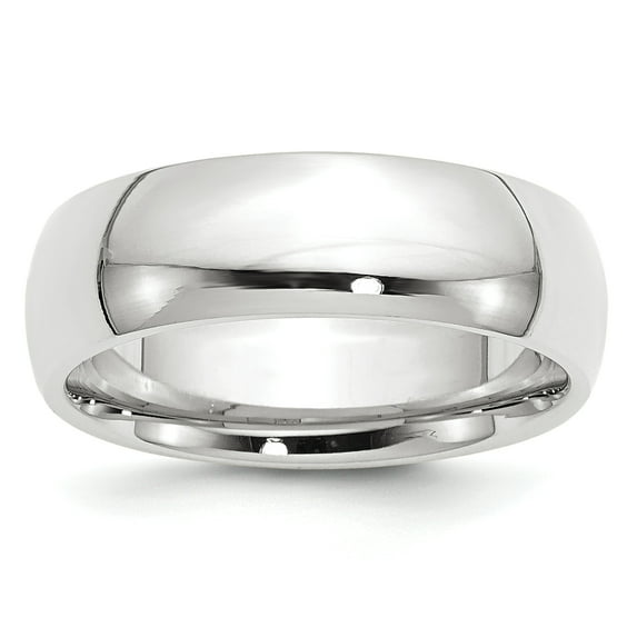 14K White Gold 7mm Comfort-Fit Band Ring Size 6