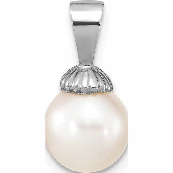 14K White Gold 8-9mm Round Fwc Pearl Pendant (15.75 X 8.3) Made In Canada -Jewelry By Sweet Pea