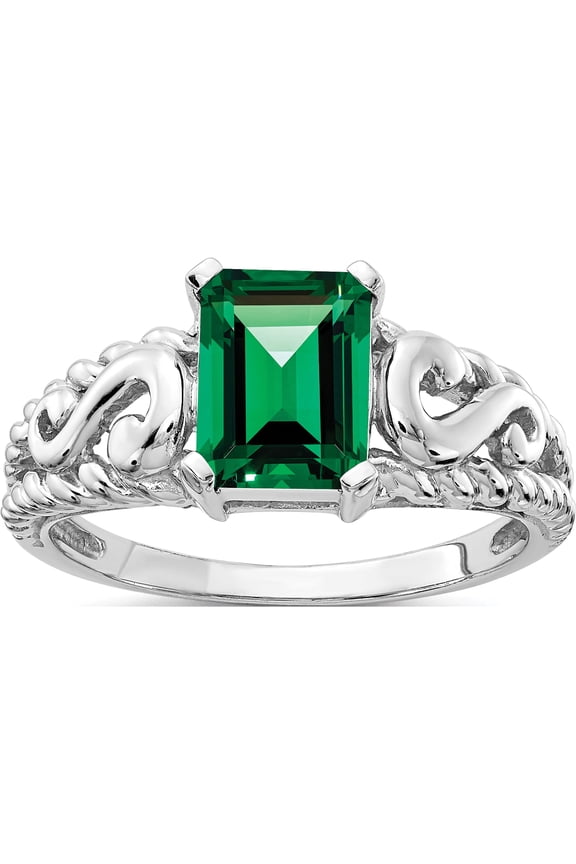 14K White Gold 8X6mm Emerald Cut Mount St. Helens Ring (Size 6) Made In United States y4678ms