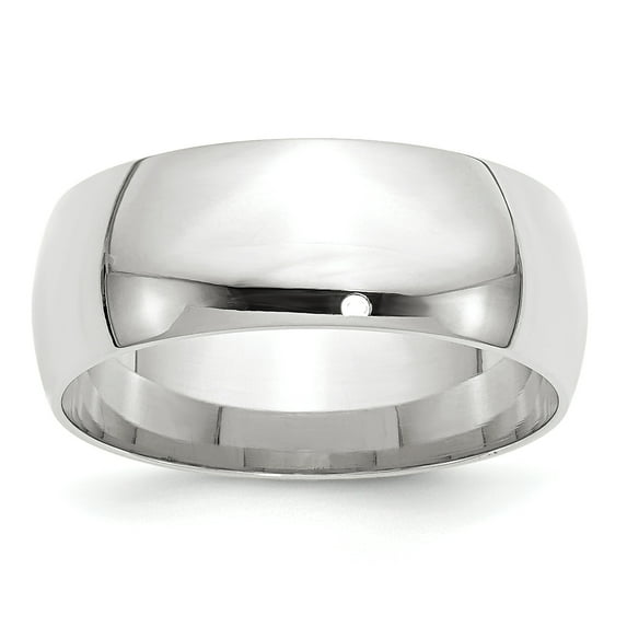 14K White Gold 8mm Light Weight Comfort Fit Band Ring Size 14