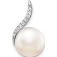thumbnail image 1 of 14K White Gold 9-10mm Button Fwc Pearl And Diamond Pendant (18 X 12) Made In India xch667, 1 of 5