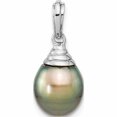 thumbnail image 1 of 14K White Gold 9-10mm Teardrop Black Saltwater Tahitian Pearl Pendant (22 X 9.8) Made In Canada -Jewelry By Sweet Pea, 1 of 7