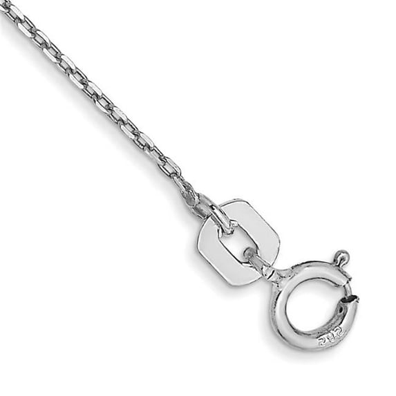 14K White Gold 9 in. 0.8 mm Diamond-Cut Cable with Spring Ring Clasp Chain Anklet