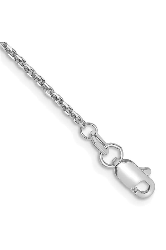 14K White Gold 9 in. 1.45 mm Solid Diamond-Cut Cable Chain Anklet