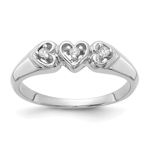 14K White Gold AA Diamond Heart Ring Size 6