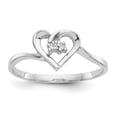 thumbnail image 1 of 14K White Gold AA Diamond Heart Ring, Size 6, 1 of 1