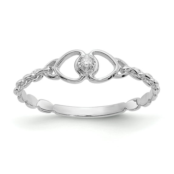 14K White Gold AA Diamond Heart Ring Size 6
