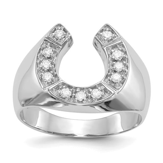 14K White Gold AA Diamond Men's Ring Size 10
