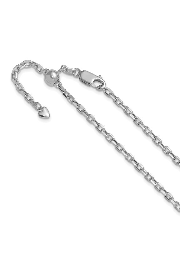 14K White Gold Adjustable 2.75mm Semi-Solid D/C Cable Chain
