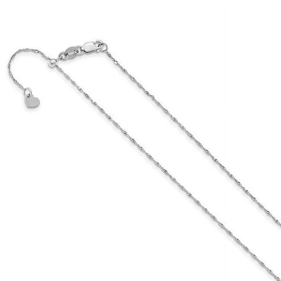 14K White Gold Adjustable .95mm Sparkle Singapore Chain