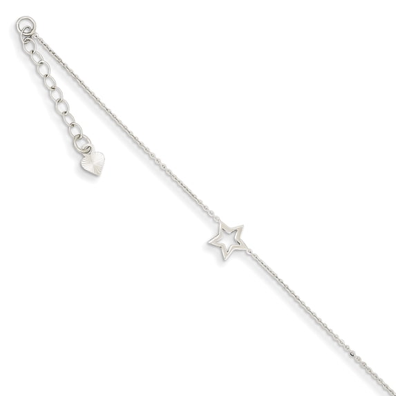 14K White Gold Adjustable Star Anklet