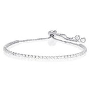 14K White Gold Adjustable Tennis Bracelet with Swarovski Crystals