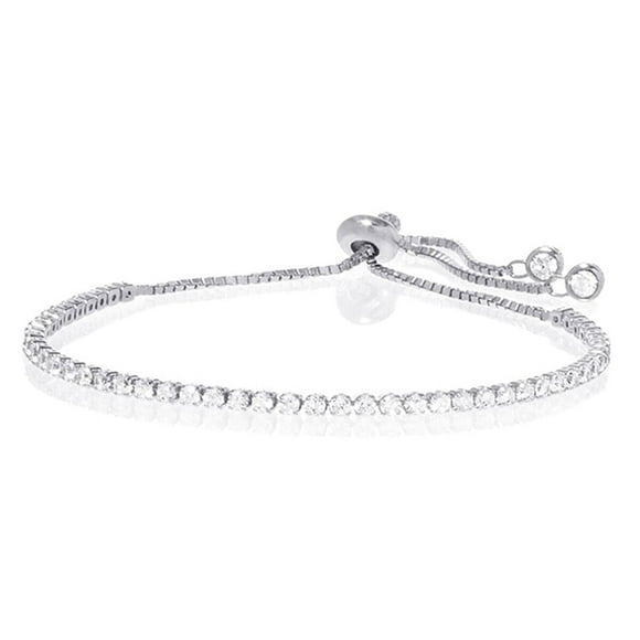 Amy and Annette 14K White Gold Adjustable Tennis Bracelet with crystals from Swarovski in 14K White Gold Plated
