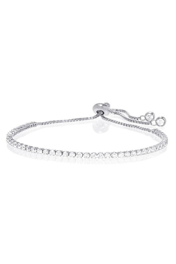 14K White Gold Adjustable Tennis Bracelet with crystals from Swarovski in 14K White Gold Plated